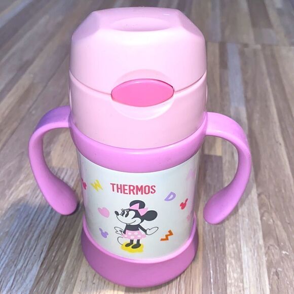 Disney Minnie Mouse Daisy Duck thermos travel toddler cup two handle soft straw - Picture 8 of 8